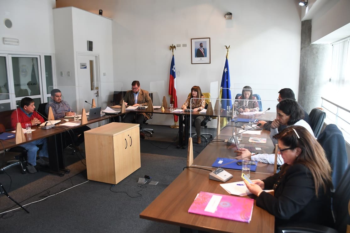 Foto de sesión del concejo municipal de Natales con la participación de la alcaldesa.