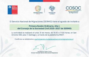 Invitación a la Primera Sesión Ordinaria del COSOC 2025-27, año I, que se realizará el lunes 31 de marzo de 2025.