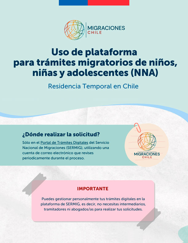 Uso de plataforma para trámites migratorios de niños, niñas y adolescentes.