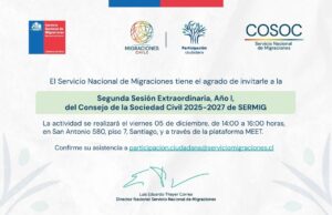 Invitación a la Segunda Sesión Extraordinaria del COSOC. Se realizará el 5 de diciembre de 2025 a las 14:00, por Meet.